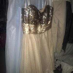 Sparkling Taupe Homecoming Dress